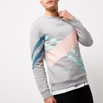 Grey colour blocked sweatshirt